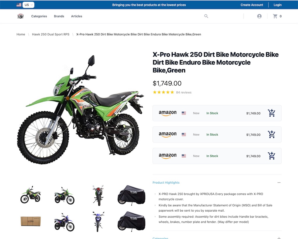Hawk250 Motorcycles screenshot